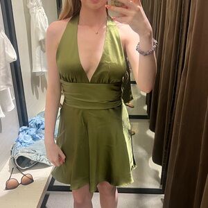 Zara homecoming green cute mini dress